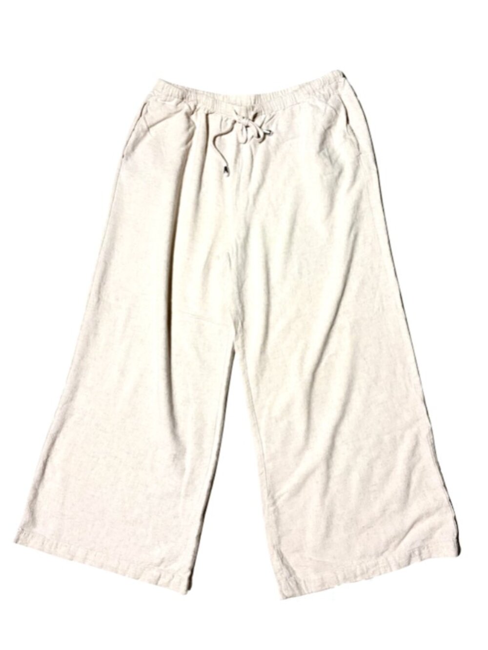 2/$29 Linen Summer Palazzo Pants Flowy Wide Leg Beach Pants with Pockets Large - Picture 3 of 12